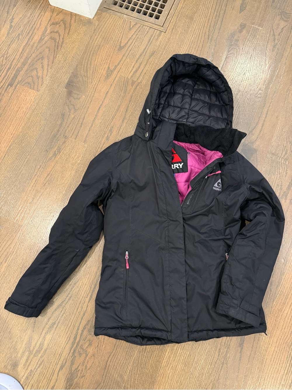 Gerry Weber Black Hooded Winter Jacket with Pink Lining